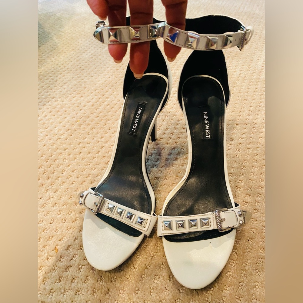 White Studded Heels
